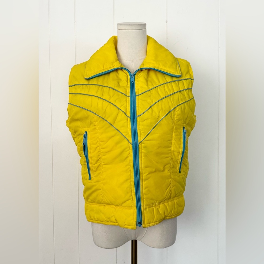 Vintage Ski Daddle Styled By Joie Western Yellow Puffer Vest Size Medium